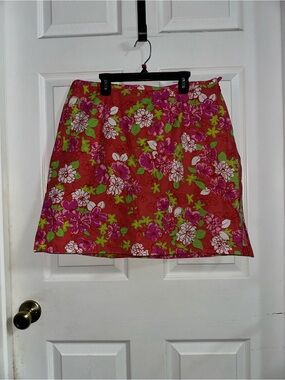 NWT Km Rogers Red Floral Skort Size 14